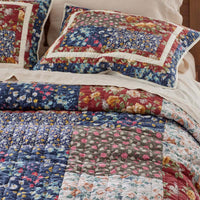Aahana Patchwork Quilted Sham - Navy, Standard,Navy