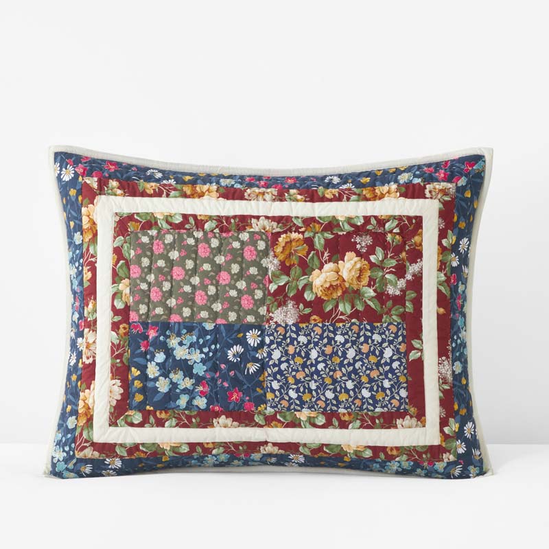 Aahana Patchwork Quilted Sham - Navy, Standard,Navy