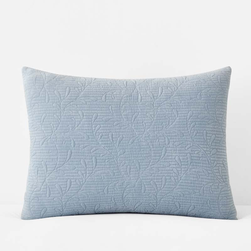 Tinsley Leaf Quilted Sham - Blue, Standard,Blue