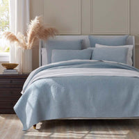 Tinsley Leaf Quilted Sham - Blue, Standard,Blue
