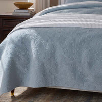 Tinsley Leaf Quilted Sham - Blue, Standard,Blue