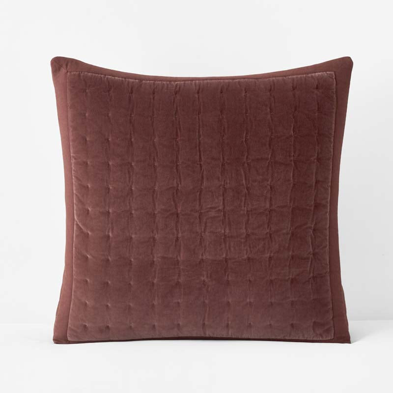 Tufted Stitch Velvet Quilted Sham - Bordeaux, Euro,Bordeaux