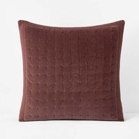 Tufted Stitch Velvet Quilted Sham - Bordeaux, Euro,Bordeaux