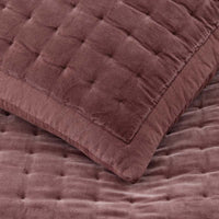Tufted Stitch Velvet Quilted Sham - Bordeaux, Standard,Bordeaux
