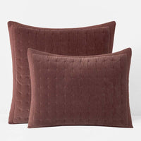 Tufted Stitch Velvet Quilted Sham - Bordeaux, Standard,Bordeaux