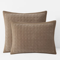 Tufted Stitch Velvet Quilted Sham - Latte, Standard,Latte