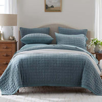 Tufted Stitch Velvet Quilted Sham - Mineral Blue, Standard,Mineral Blue