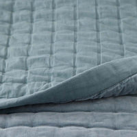 Tufted Stitch Velvet Quilted Sham - Mineral Blue, Standard,Mineral Blue
