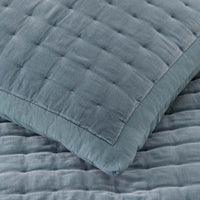 Tufted Stitch Velvet Quilted Sham - Mineral Blue, Standard,Mineral Blue
