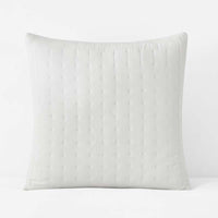 Tufted Stitch Velvet Quilted Sham - White, Standard,White