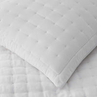 Tufted Stitch Velvet Quilted Sham - White, Standard,White
