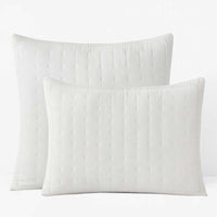 Tufted Stitch Velvet Quilted Sham - White, Standard,White