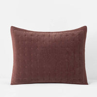 Tufted Stitch Velvet Quilted Sham - Bordeaux, Standard,Bordeaux