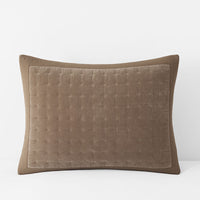 Tufted Stitch Velvet Quilted Sham - Latte, Standard,Latte