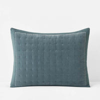 Tufted Stitch Velvet Quilted Sham - Mineral Blue, Standard,Mineral Blue