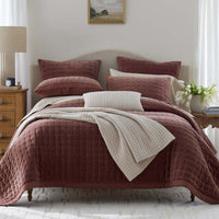 Tufted Stitch Velvet Quilt - Bordeaux, Full/Queen,Bordeaux