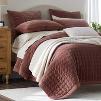 Tufted Stitch Velvet Quilt - Bordeaux, Full/Queen,Bordeaux