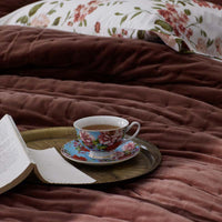 Tufted Stitch Velvet Quilt - Bordeaux, Full/Queen,Bordeaux
