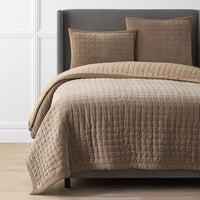 Tufted Stitch Velvet Quilt - Latte, Full/Queen,Latte