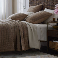 Tufted Stitch Velvet Quilt - Latte, Full/Queen,Latte