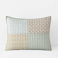 Megara Patchwork Quilted Sham - Green, Standard,Green