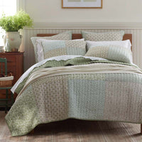 Megara Patchwork Quilted Sham - Green, Standard,Green