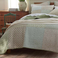 Megara Patchwork Quilted Sham - Green, Standard,Green
