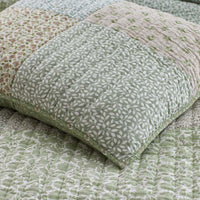 Megara Patchwork Quilted Sham - Green, Standard,Green
