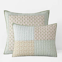 Megara Patchwork Quilted Sham - Green, Standard,Green