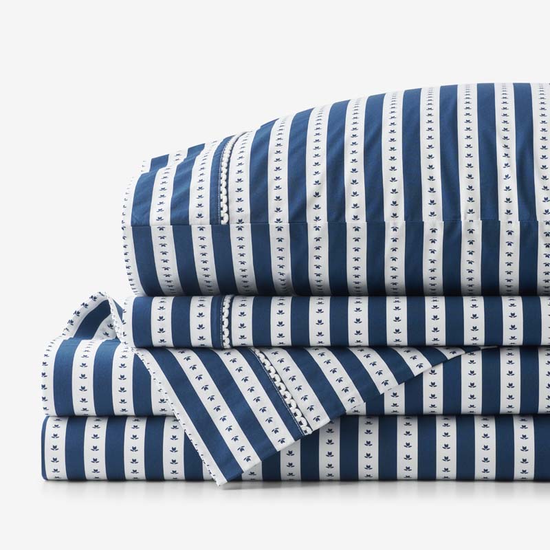 Mini-Prints Garment Washed Cotton Percale Bed Sheet Set - Milos, Twin,Milos