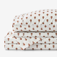 Mini-Prints Garment Washed Cotton Percale Bed Sheet Set - Flowers, King,Flowers