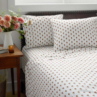 Mini-Prints Garment Washed Cotton Percale Bed Sheet Set - Flowers, King,Flowers