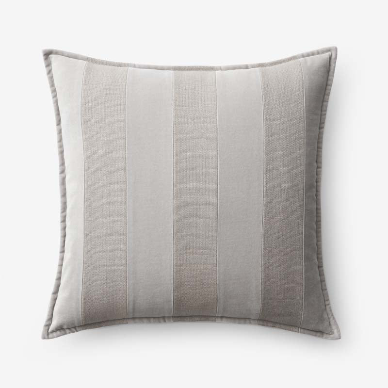Velvet Linen Stripe Decorative Square Pillow Cover - Gray, 20 in. x 20 in.,Gray