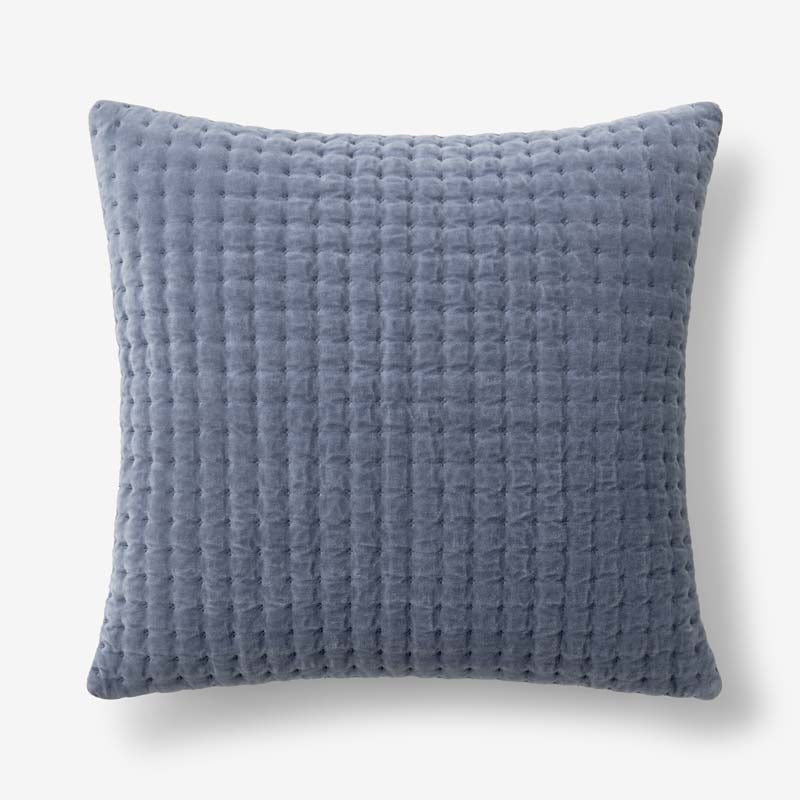 Tufted Stitch Velvet Decorative Square Pillow Cover - Blue, 20 in. x 20 in.,Blue