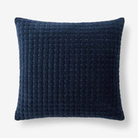 Tufted Stitch Velvet Decorative Square Pillow Cover - Navy, 20 in. x 20 in.,Navy