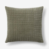 Tufted Stitch Velvet Decorative Square Pillow Cover - Olive Green, 20 in. x 20 in.,Olive Green