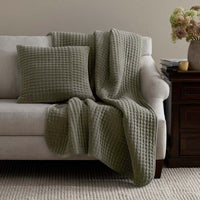 Tufted Stitch Velvet Decorative Square Pillow Cover - Olive Green, 20 in. x 20 in.,Olive Green