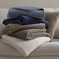 Tufted Stitch Velvet Throw - Taupe,Taupe