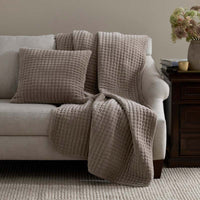Tufted Stitch Velvet Throw - Taupe,Taupe