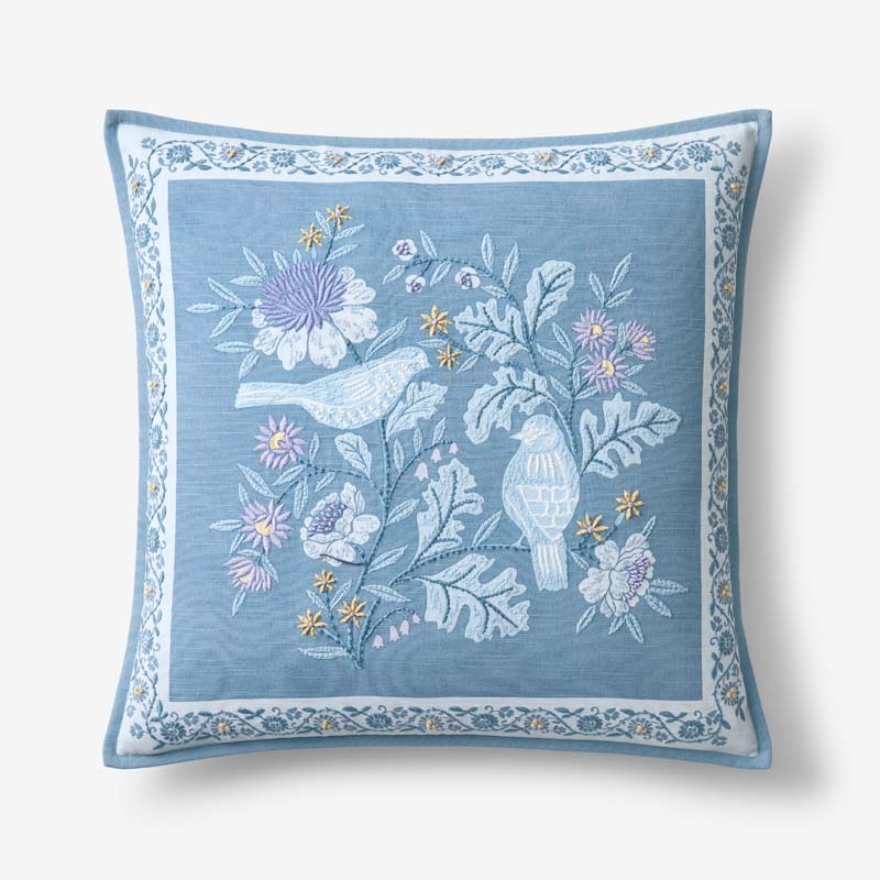 Tira Bird Decorative Square Pillow Cover - Bird Blue, 20 in. x 20 in.,Bird Blue