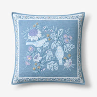 Tira Bird Decorative Square Pillow Cover - Bird Blue, 20 in. x 20 in.,Bird Blue