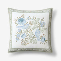 Tira Bird Decorative Square Pillow Cover - Bird Green, 20 in. x 20 in.,Bird Green