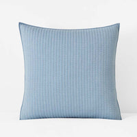 Fara Textured Kantha Quilted Sham - Blue, Euro,Blue