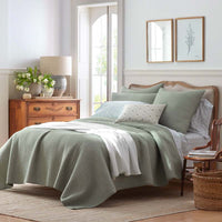 Fara Textured Kantha Quilted Sham - Green, Standard,Green