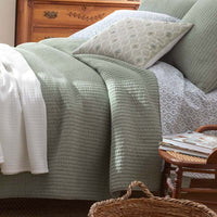 Fara Textured Kantha Quilted Sham - Green, Standard,Green