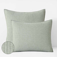 Fara Textured Kantha Quilted Sham - Green, Standard,Green