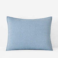 Fara Textured Kantha Quilted Sham - Blue, Standard,Blue