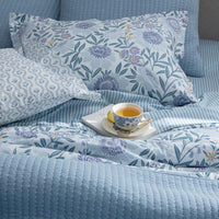Fara Textured Kantha Quilt - Blue, Twin/Twin XL,Blue