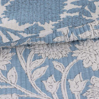 Feliciana Chrysanthemum Reversible Quilted Sham - Blue, King,Blue