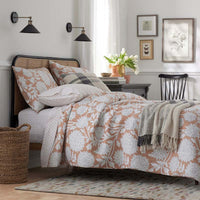 Feliciana Chrysanthemum Reversible Quilted Sham - Clay, Standard,Clay
